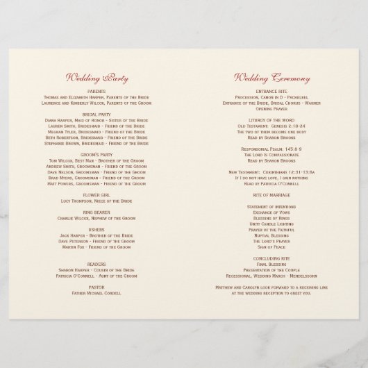 Rustic Falling Leaves Fall Wedding Programs (Achterkant)