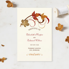 Rustic Falling Leaves Fall Wedding Programs