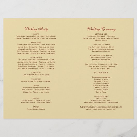 Rustic Falling Leaves Golden Fall Wedding Programs (Achterkant)