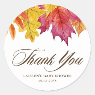 Rustic Falling Leaves Herfst Baby shower Bedankt Ronde Sticker