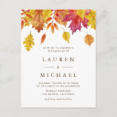 Rustic Falling verlaat Autumn Wedding QR-code Uitnodiging Briefkaart (Voorkant)