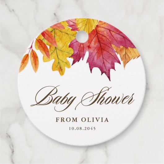 Rustic Falling verlaat Baby shower Bedankjes Labels (Voorkant)