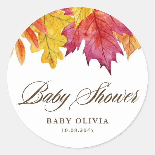 Rustic Falling verlaat Baby shower Ronde Sticker (Voorkant)