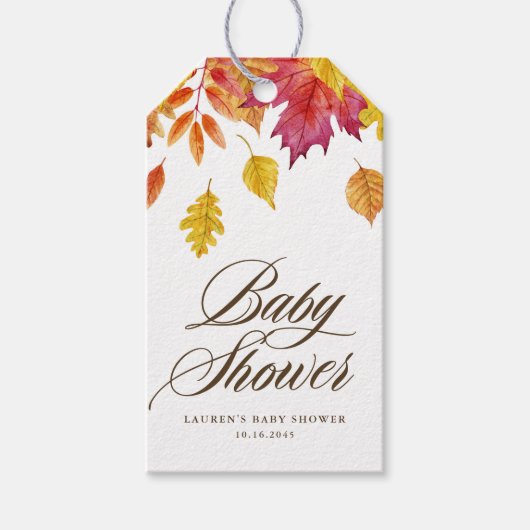 Rustic Falling verlaat Garland Autumn Baby shower Cadeaulabel (Voorkant)