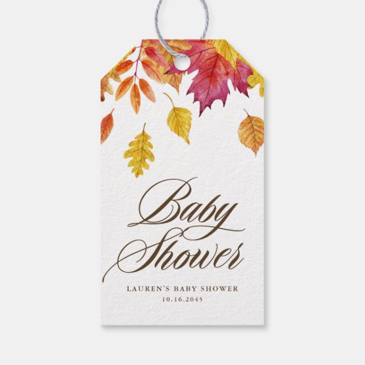 Rustic Falling verlaat Garland Autumn Baby shower Cadeaulabel (Achterkant)