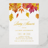 Rustic Falling verlaat Garland Autumn Baby shower Folie Uitnodiging (Voorkant)