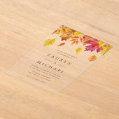 Rustic Falling verlaat Garland herfstbruiloft Acryl Uitnodigingen (Laagn)