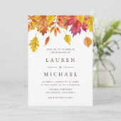 Rustic Falling verlaat Garland herfstbruiloft Kaart (Staand voorkant)