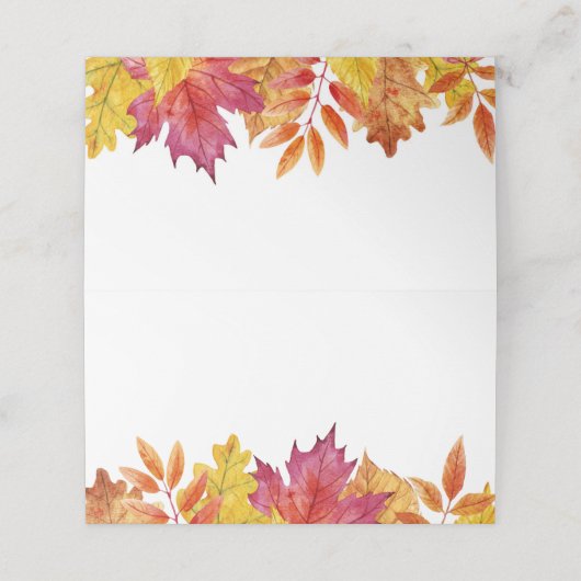 Rustic Falling verlaat Garland herfstbruiloft Plaatskaartje (Buitenkant ongevouwen)