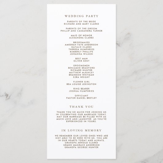 Rustic Falling verlaat Garland herfstbruiloft Programmakaart (Achterkant)