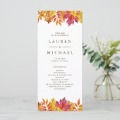 Rustic Falling verlaat Garland herfstbruiloft Programmakaart (Staand voorkant)