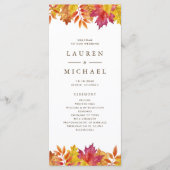 Rustic Falling verlaat Garland herfstbruiloft Programmakaart (Voorkant)