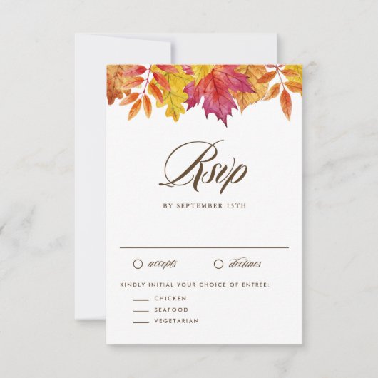 Rustic Falling verlaat Garland herfstbruiloft RSVP Kaartje (Voorkant)