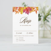 Rustic Falling verlaat Garland herfstbruiloft RSVP Kaartje (Staand voorkant)