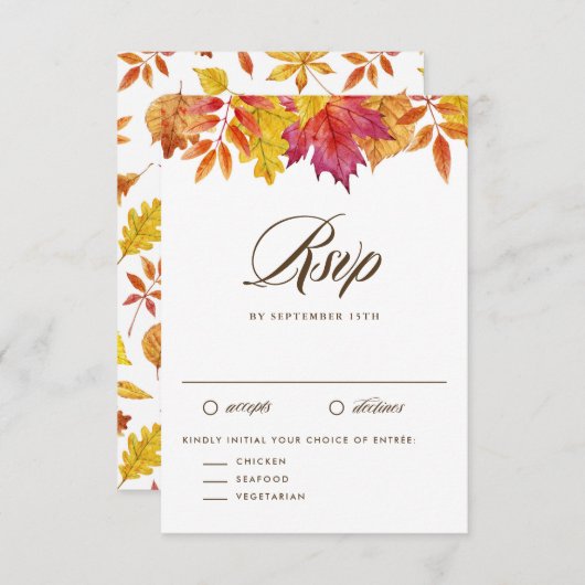 Rustic Falling verlaat Garland herfstbruiloft RSVP Kaartje (Voorkant / Achterkant)