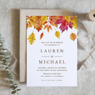 Rustic Falling verlaat Garland herfstbruiloft Uitnodiging Briefkaart