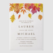 Rustic Falling verlaat Garland herfstbruiloft Vellum Uitnodigingen (Voorkant)