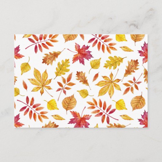 Rustic Falling verlaat herfstbruiloftsdetails Informatiekaartje (Achterkant)