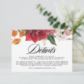 Rustic Falling verlaat herfstbruiloftsdetails Informatiekaartje (Staand voorkant)