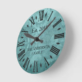 Rustic Familienaam Wereldkaart Roman Numeral Ronde Klok (Hoek)