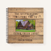 Rustic Family Cabin Photo Forest Trees Guestbook Notitieboek (Voorkant)