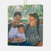 Rustic Family Foto 2-zijdig Joy Peace Love Xmas Keramisch Ornament (Links)