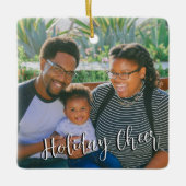 Rustic Family Foto 2-zijdig Joy Peace Love Xmas Keramisch Ornament (Voorkant)