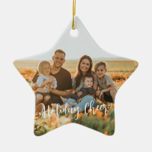 Rustic Family Foto 2-zijdig Joy Peace Love Xmas Keramisch Ornament