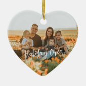 Rustic Family Foto 2-zijdig Joy Peace Love Xmas Keramisch Ornament (Voorkant)