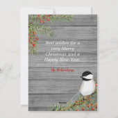 Rustic Family Foto Chickadee Kerstmis Kaart (Achterkant)