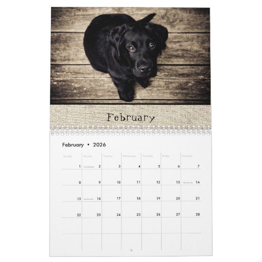 Rustic Family Maandelijkse foto's Jaar 2026 Kalender (Feb 2026)