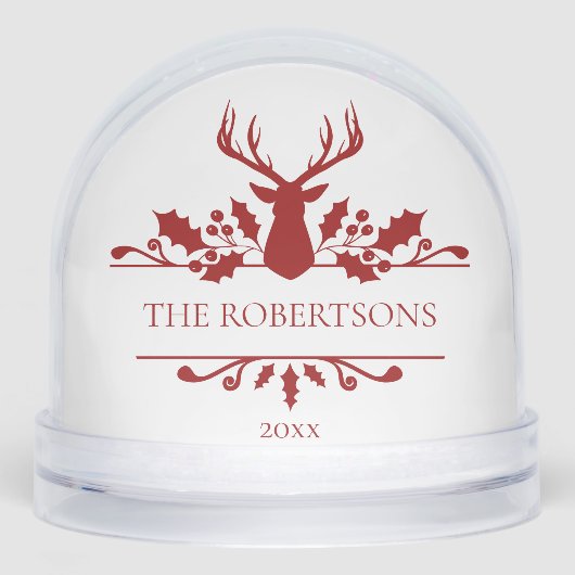 Rustic Family Monogram Christmas Photo Sneeuwbol (Voorkant)