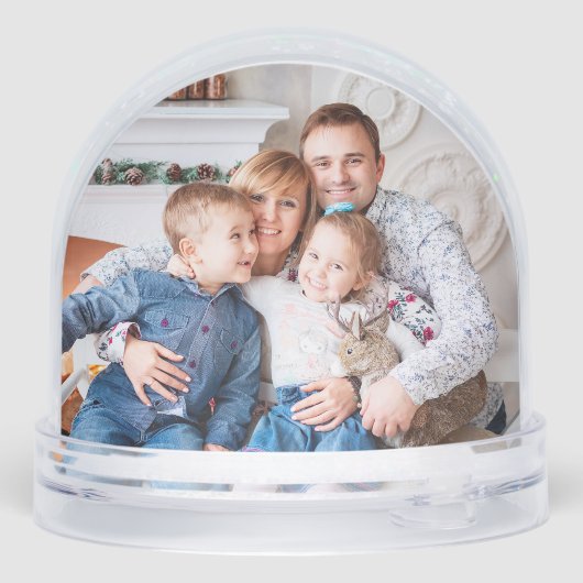 Rustic Family Monogram Christmas Photo Sneeuwbol (Achterkant)