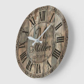 Rustic Family Monogram Wall Clock | Wood-Look  Grote Klok (Hoek)