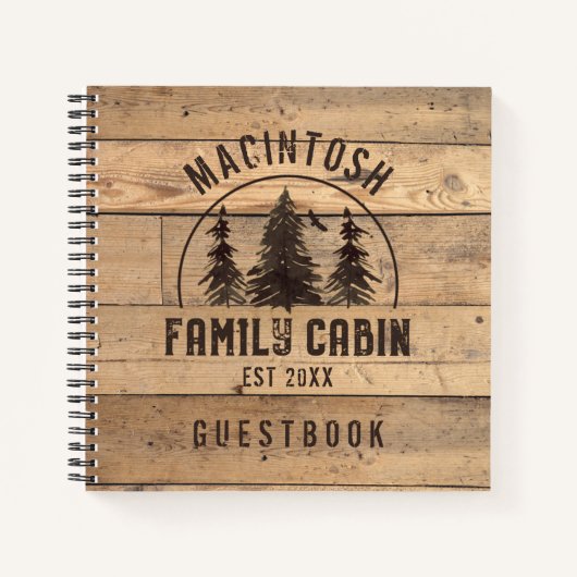 Rustic Family Name Cabin Forest Trees Guestbook Notitieboek (Voorkant)