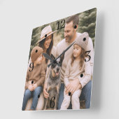 Rustic Family Photo Wall Art Vierkante Klok (Hoek)