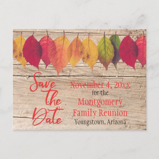 Rustic Family Reunion slaat de datum in de herfst Aankondigingskaart (Voorkant)