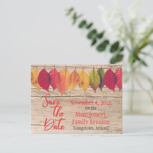 Rustic Family Reunion slaat de datum in de herfst  Aankondigingskaart (Staand voorkant)