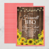 Rustic Farewell BBQ Sunflower Uitnodiging (Voorkant / Achterkant)