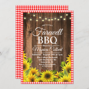 Rustic Farewell BBQ Sunflower Uitnodiging