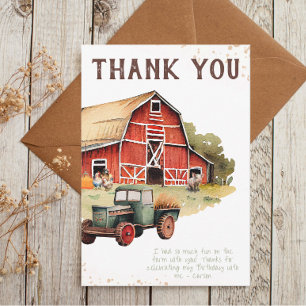 Rustic Farm Animal Tractor Boys Birthday Bedankkaart