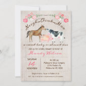 Rustic Farm Animals Girls Baby shower Uitnodiging (Voorkant)
