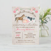 Rustic Farm Animals Girls Baby shower Uitnodiging (Staand voorkant)