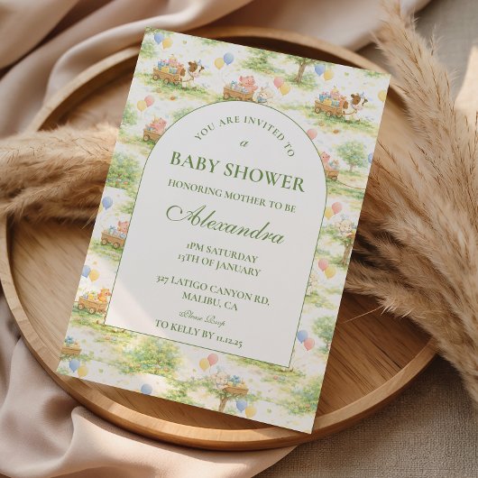 Rustic Farm Animals Pastel Baby Shower Kaart