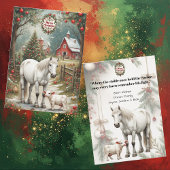 Rustic Farm Horse Red Barn Merry Christmas Card