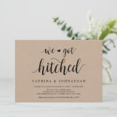 Rustic Farm Kraft, Zwarte script, Trouw Elopement Kaart (Staand voorkant)