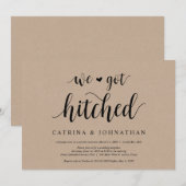 Rustic Farm Kraft, Zwarte script, Trouw Elopement Kaart (Voorkant / Achterkant)
