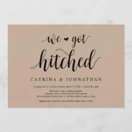 Rustic Farm Kraft, Zwarte script, Trouw Elopement Kaart