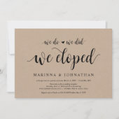 Rustic Farm Kraft, Zwarte script, Trouw Elopement Kaart (Voorkant)