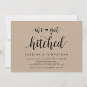 Rustic Farm Kraft, Zwarte script, Trouwen Elopemen Kaart (Voorkant)